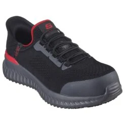 Skechers Work Shoes: Men's 200206 BKRD Black Red Composite Toe Slip-Ins Tilido Fletchit Work Shoe