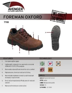 Avenger Shoes: Men's A7118 Foreman Composite Toe EH Waterproof Slip Resistant Oxfords -Reebok || Puma || Merrell Shop 7118
