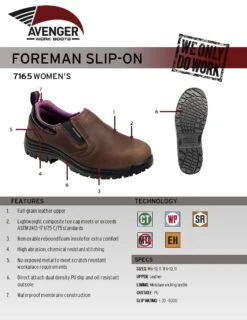 Avenger Shoes: Women's A7165 Foreman Composite Toe Waterproof EH Slip Resistant Shoes -Reebok || Puma || Merrell Shop 7165