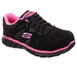 Skechers Shoes: Women's 76553 BKPK Black Pink Synergy-Sandlot Alloy Toe Athletic Shoe