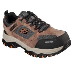 Skechers Shoes: Men's 77183 BRBK Brown Black Greetah Composite Toe Athletic Shoe -Reebok || Puma || Merrell Shop 77183 brbk