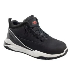 Avenger Shoes: Men's A1000 Black Alloy Toe Reaction Mid EH Slip Resistant Work Shoe