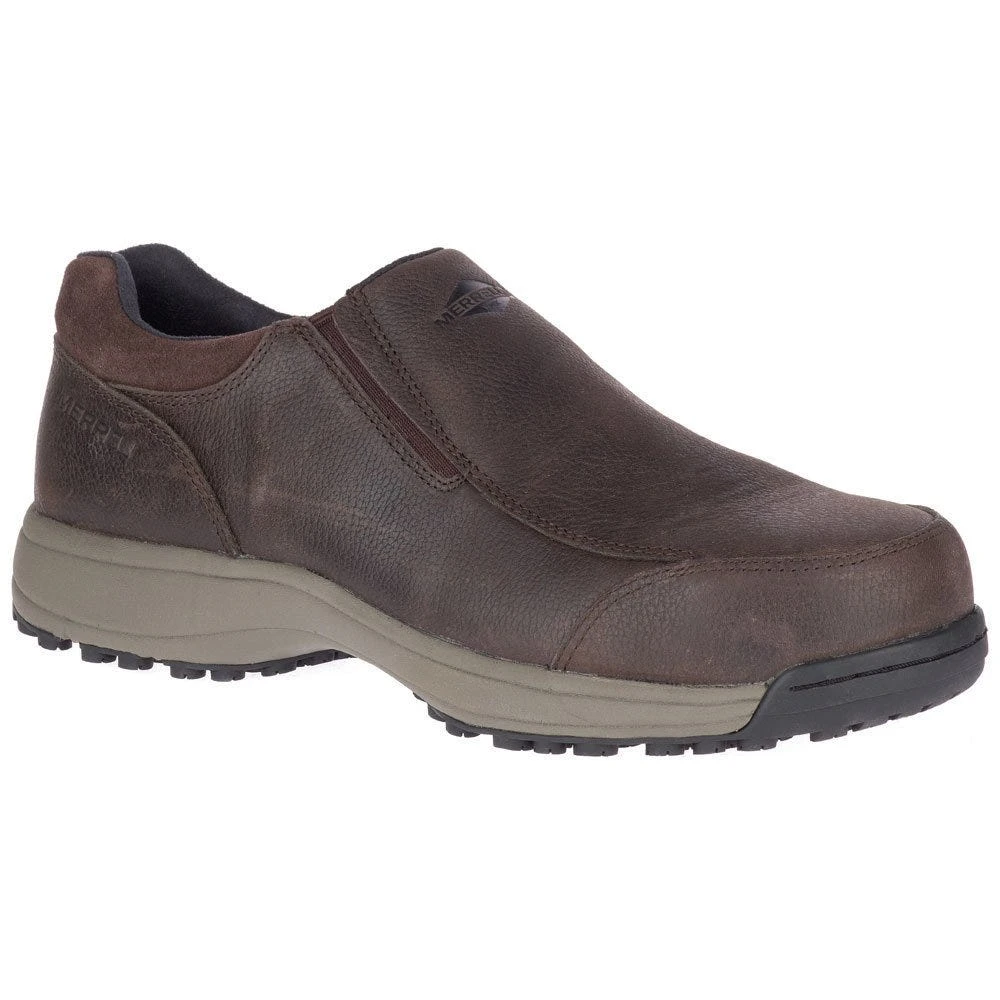 Merrell Shoes: Men's J20995 Brown Sutton Moc Steel Toe Slip Resistant Slip On Work Shoe 7 Merrell Shoes: Men's J20995 Brown Sutton Moc Steel Toe Slip Resistant Slip On Work Shoe - Image 5