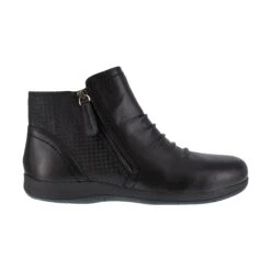 Rockport Works Boots: Women's RK762 Black Daisey Alloy Toe Slip On Side Zip Leather Work Boot