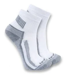Gordini Carhartt Force Socks: Men's SQ5283M WHT White Midweight Quarter 3-Pack Socks