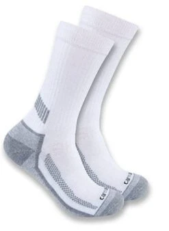Gordini Carhartt Force Socks: Men's SC4223M WHT White Midweight 3-Pack Crew Socks