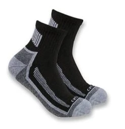 Gordini Carhartt Force Socks: Men's SQ5283M BLK Black Midweight Quarter 3-Pack Socks